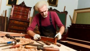 skilled craftsmen restore furniture